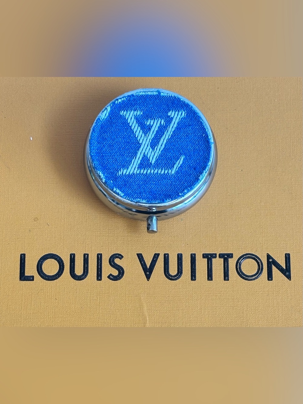 Louis Vuitton Pill Box/ Container with Mirror 2 inch diameter